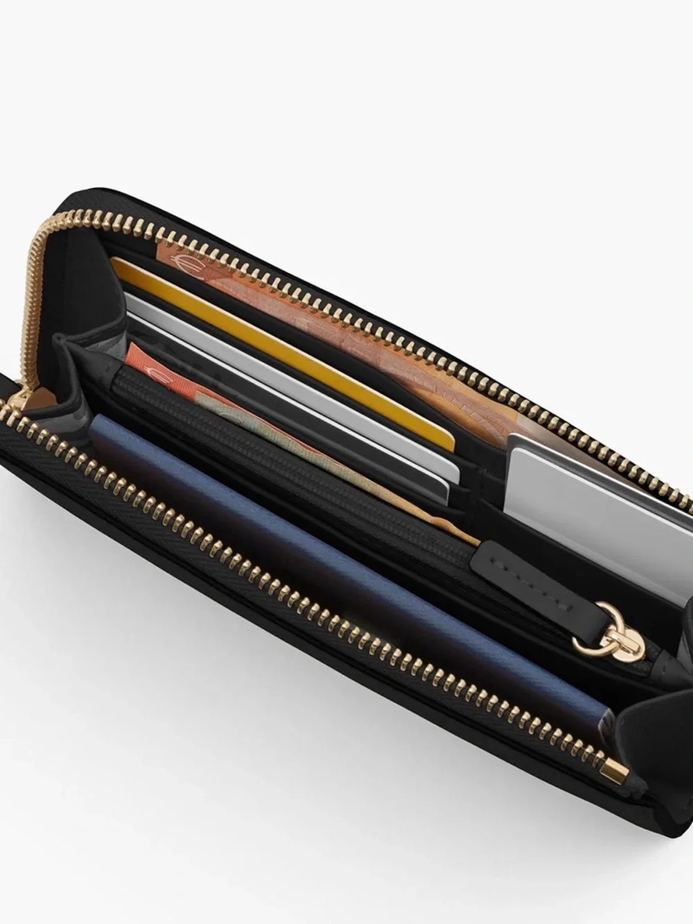 Lo & Sons Black Leather Zip Around Wallet Clutch - Nappa leather